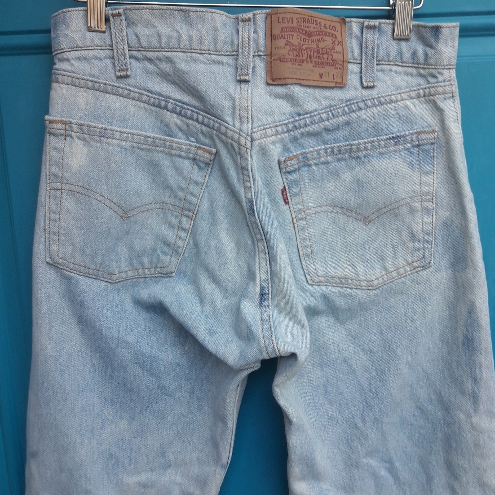 Vintage Levis Blue Jeans 505 Straight Leg Red Tag All Cotton Denim Size 31W 31L - Picture 3 of 16